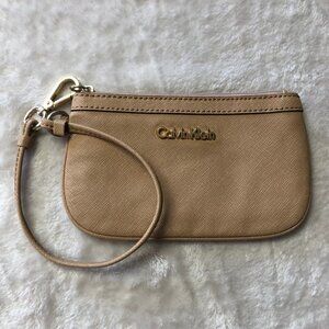 NWOT Calvin Klein Nude Leather Wristlet Wallet